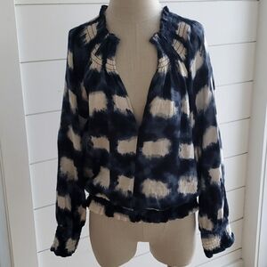 ANTHROPOLOGIE Porridge Clothing XS VERY FLOWING! blue and white top